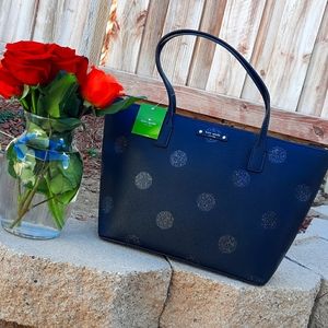 Kate Spade-Haven Lane Black Polka Dot Glitter Tote